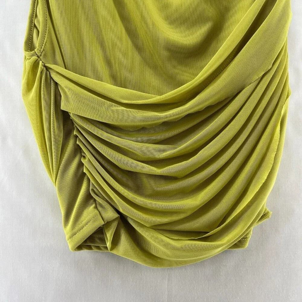 Willow & Root Tank Top Womens Size M Mesh Yoke Draped Sleeveless Blouse Yellow - Picture 7 of 12
